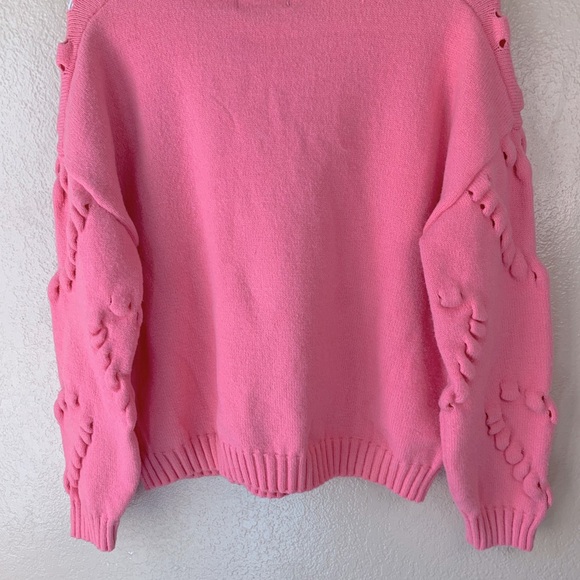 Cider Heart Pattern Textured Pink Romantic Valentines Day Sweater Size XS - Picture 8 of 9
